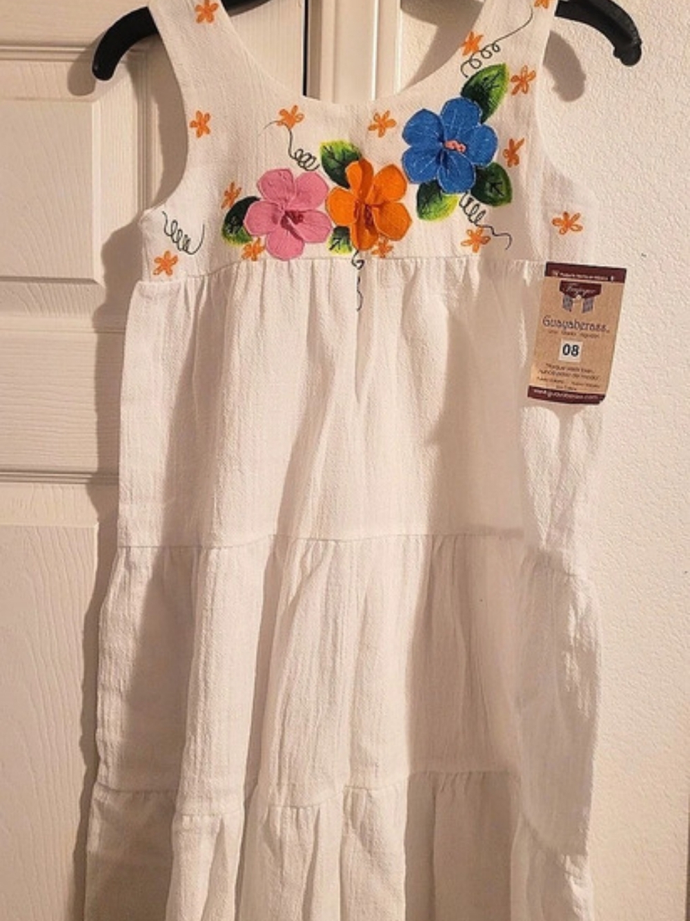 Guayaberas Girls Floral Dress White & Multicolor Size 8